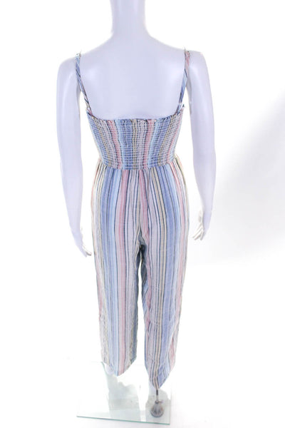 Bella Dahl Womens Striped Wide Leg Smocked Jumpsuit Multicolor Size XS