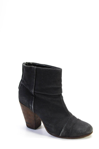 Rag & Bone Women's Round Tor Block Heels Zip Closure Ankle Boot Black Size 9