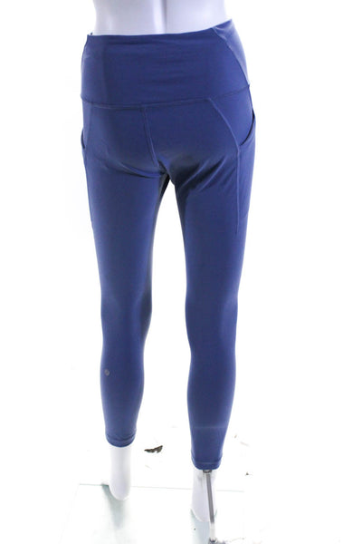 Lululemon Womens High Rise Lightweight Stretch Cropped Leggings Blue Size 8