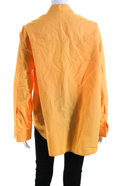 Wilfred Free Womens Button Front Long Sleeve Collared Shirt Yellow Cotton XS