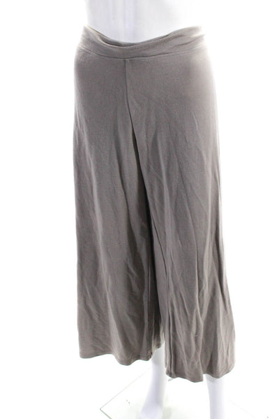 Eileen Fisher Women's Pull-On Flat Front Wide Leg Casual Pant Taupe Size XL