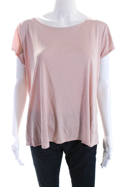 Eileen Fisher Women's Round Neck Short Sleeves Basic T-Shirt Pink Size XL