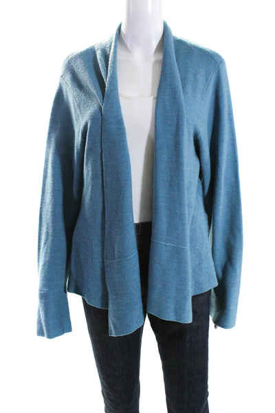 Eileen Fisher Women's Open Front Long Sleeves Cardigan Sweater Teal Size XL