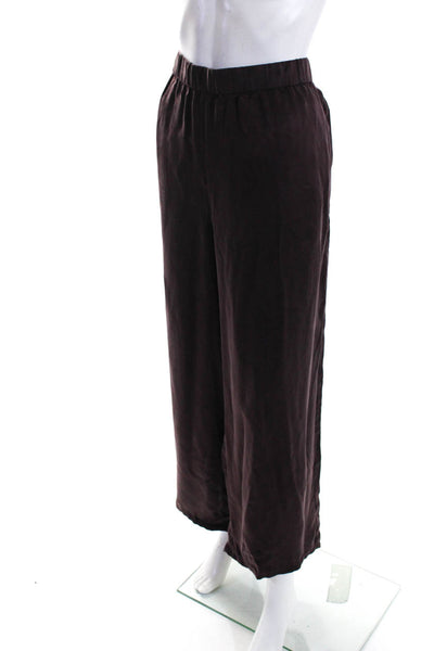 Eileen Fisher Women's Elastic Waist Pull-On Wide Leg Pant Burgundy Size XL