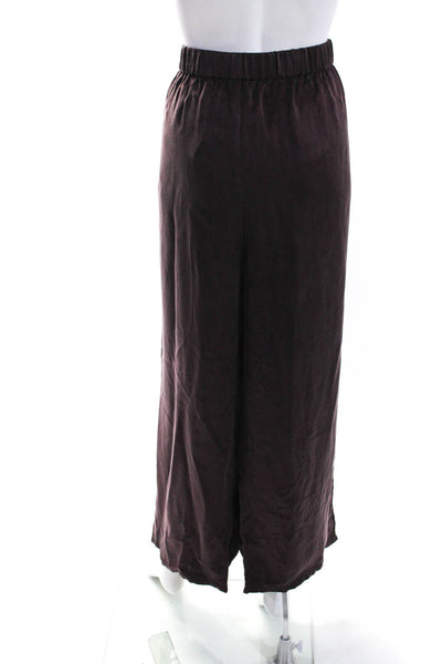 Eileen Fisher Women's Elastic Waist Pull-On Wide Leg Pant Burgundy Size XL