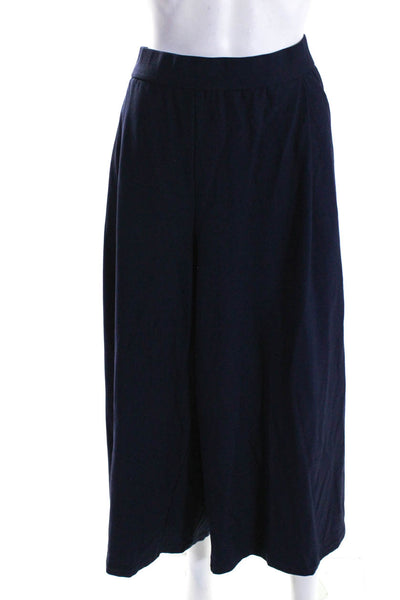 Eileen Fisher Womens Elastic Waist Pleated Front Wide Leg Ankle Pant Blue Size X