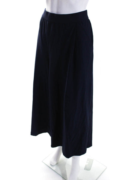 Eileen Fisher Womens Elastic Waist Pleated Front Wide Leg Ankle Pant Blue Size X