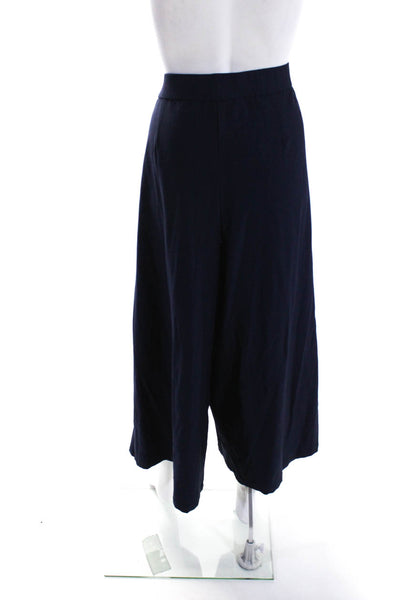 Eileen Fisher Womens Elastic Waist Pleated Front Wide Leg Ankle Pant Blue Size X