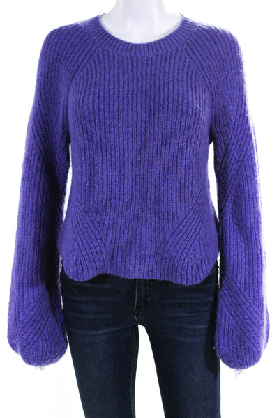 Intermix Womens Pullover Long Sleeve Crew Neck Sweater Purple Size Small