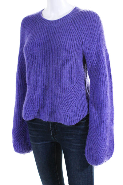 Intermix Womens Pullover Long Sleeve Crew Neck Sweater Purple Size Small