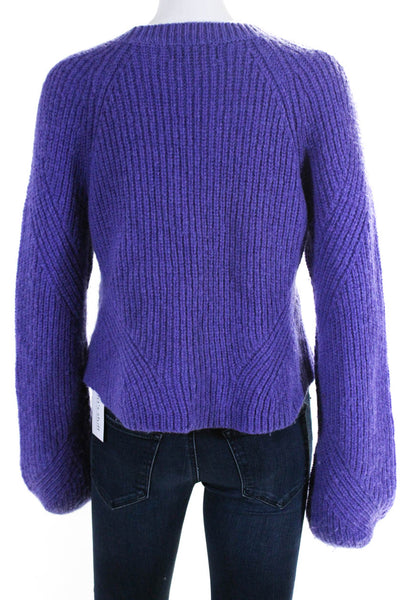 Intermix Womens Pullover Long Sleeve Crew Neck Sweater Purple Size Small