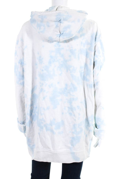 Roller Rabbit Womens Pullover Tie Dyed Monkey Hoodie Sweater White Blue Large