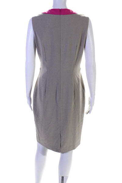 Calvin Klein Women's V-Neck Sleeveless A-Line Workwear Midi Dress Beige Size 8