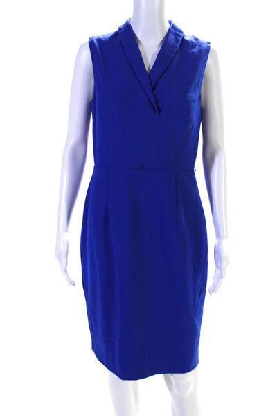 Calvin Klein Women's V-Neck Sleeveless A-Line Mini Workwear Blue Size 8