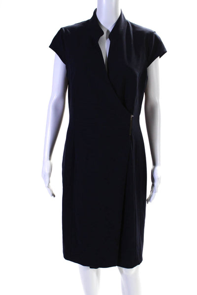 Calvin Klein Women's V-Neck Sleeveless Wrap  A-Line Mini Dress Blue Size 12