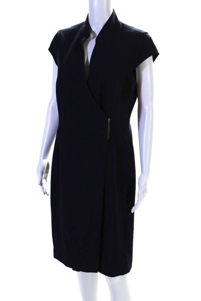 Calvin Klein Women's V-Neck Sleeveless Wrap  A-Line Mini Dress Blue Size 12