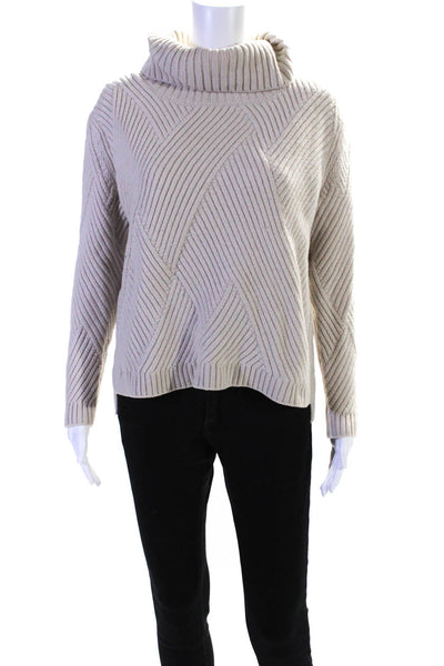 Rag & Bone Womens Merino Wool Long Sleeve Ribbed Turtleneck Sweater Beige Size S