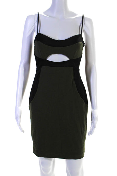 Bec & Bridge Womens Two Tone Cutout Bodycon Mini Dress Green Black Size S4