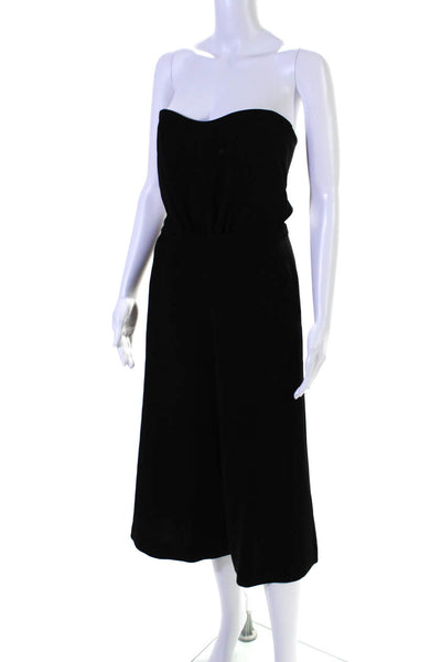 Elizabeth and James Womens Strapless Tie Back Wide Leg Jumpsuit Black Size 4