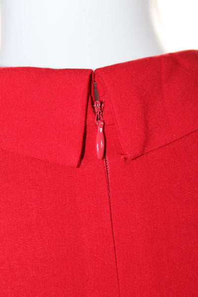 Calvin Klein Womens Collared V-Neck Short Sleeve Zipped Sheath Dress Red Size 10