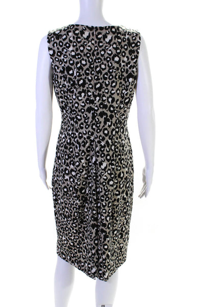 Calvin Klein Womens Animal Print Darted Sleeveless Sheath Midi Dress Gray Size 8