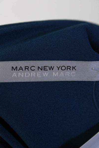 Marc New York Andrew Marc Womens Colorblock V-Neck Zip Shift Dress Blue Size 8