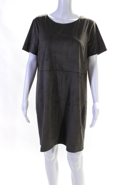 Vince Camuto Womens Round Neck Darted Short Sleeve A-Line Dress Gray Size 10