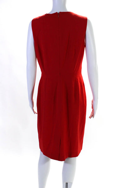 Calvin Klein Womens Grommet Studded Darte Round Neck Zip Sheath Dress Red Size 8