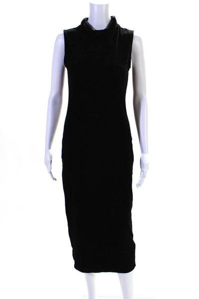 James Perse Womens Black Velvet Turtleneck Sleeveless Maxi Dress Size 2