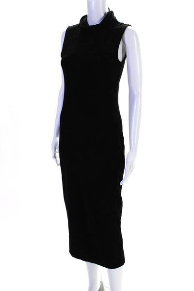 James Perse Womens Black Velvet Turtleneck Sleeveless Maxi Dress Size 2