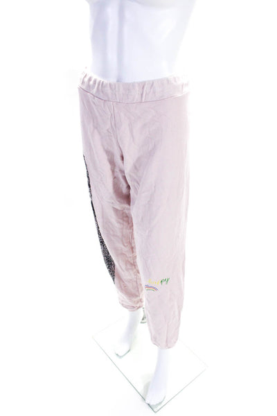 Lauren Moshi Women's Drawstring Waist Tapered Leg Jogger Pant Pink Size M