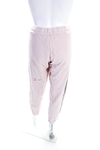 Lauren Moshi Women's Drawstring Waist Tapered Leg Jogger Pant Pink Size M