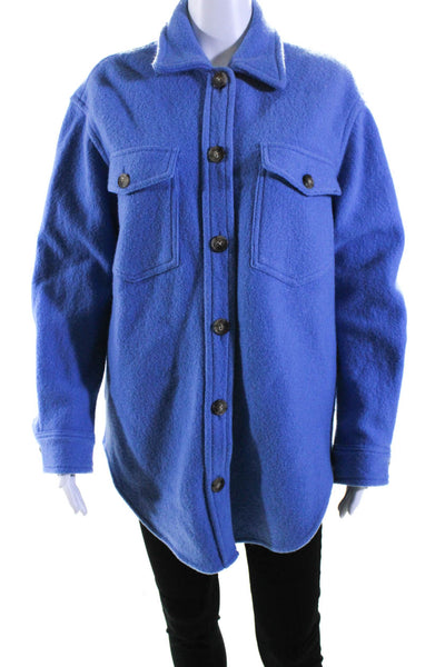 Wilfred Free Womens Merino Wool The Ganna Buttoned Collared Jacket Blue Size S