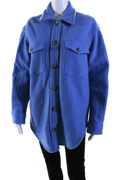 Wilfred Free Womens Merino Wool The Ganna Buttoned Collared Jacket Blue Size S