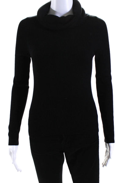 Celine Womens Ribbed Long Sleeves Turtleneck Sweater Black Wool Size Small