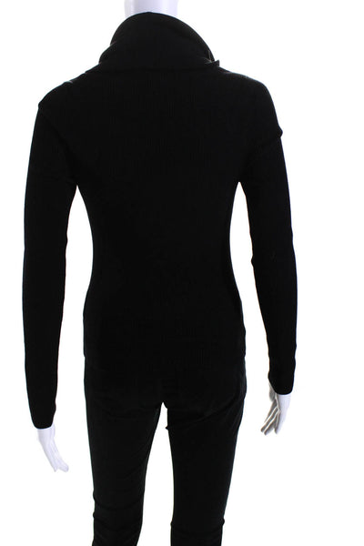 Celine Womens Ribbed Long Sleeves Turtleneck Sweater Black Wool Size Small