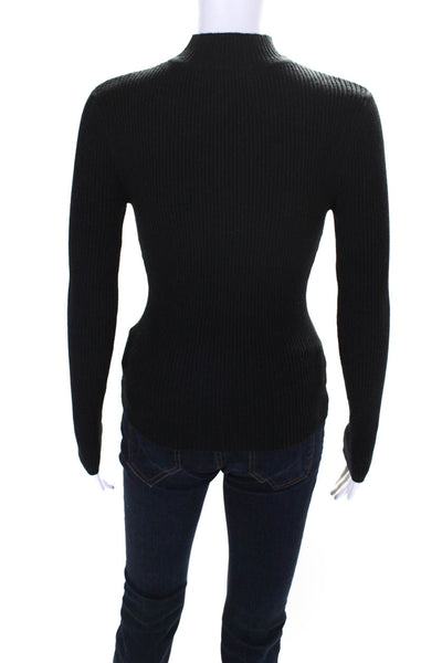 Generation Love Womens Long Sleeve Keyhole Ribbed Knit Shirt Black Extra Small