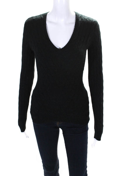 Ralph Lauren Black Label Womens Black Cable Knit Cashmere Sweater Top Size M