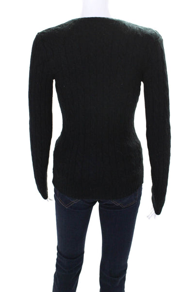 Ralph Lauren Black Label Womens Black Cable Knit Cashmere Sweater Top Size M