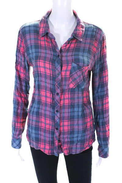 Rails Womens Red Blue Plaid Collar Long Sleeve Button Down Shirt Size M