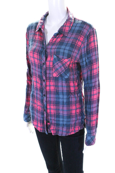 Rails Womens Red Blue Plaid Collar Long Sleeve Button Down Shirt Size M