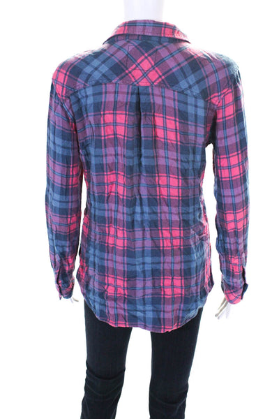 Rails Womens Red Blue Plaid Collar Long Sleeve Button Down Shirt Size M