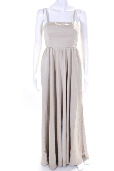 BHLDN Womens Solid Beige Square Neck Sleeveless Shift Dress Size 0