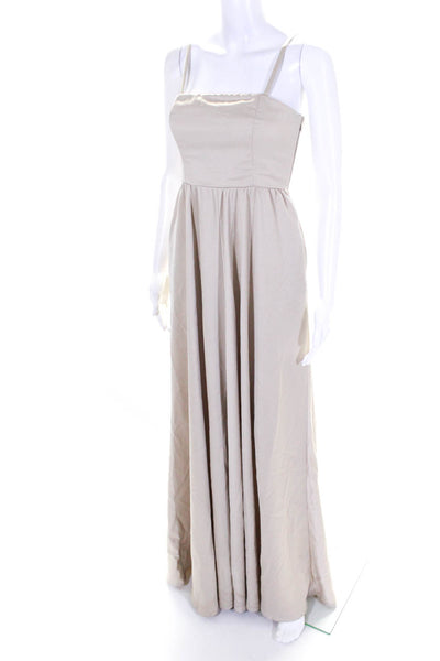 BHLDN Womens Solid Beige Square Neck Sleeveless Shift Dress Size 0