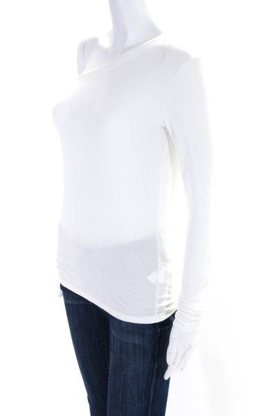 Theory Womens Solid White One Shoulder Long Sleeve Blouse Top Size S