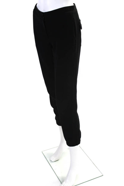 Theory Womens Black High Rise Zip Pockets Cuff Ankle Jogger Pants Size 0