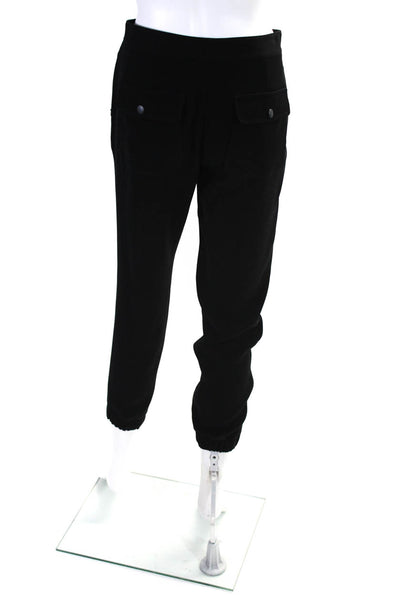 Theory Womens Black High Rise Zip Pockets Cuff Ankle Jogger Pants Size 0