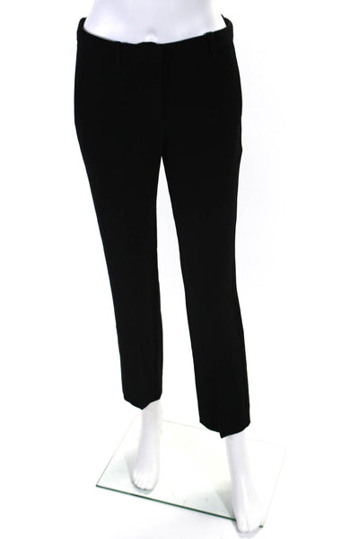 Theory Womens Black High Rise Pleated Slim Straight Leg Dress Pants Size 2