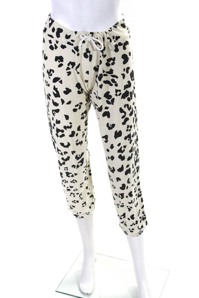 Monrow Womens White Printed Drawstring Cuff Ankle Jogger Pants Size XS