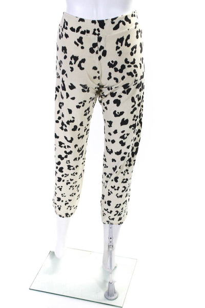 Monrow Womens White Printed Drawstring Cuff Ankle Jogger Pants Size XS